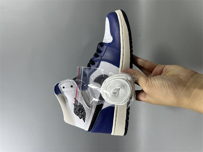 Women Running Weapon Air Jordan 1 Navy/White Shoes 553